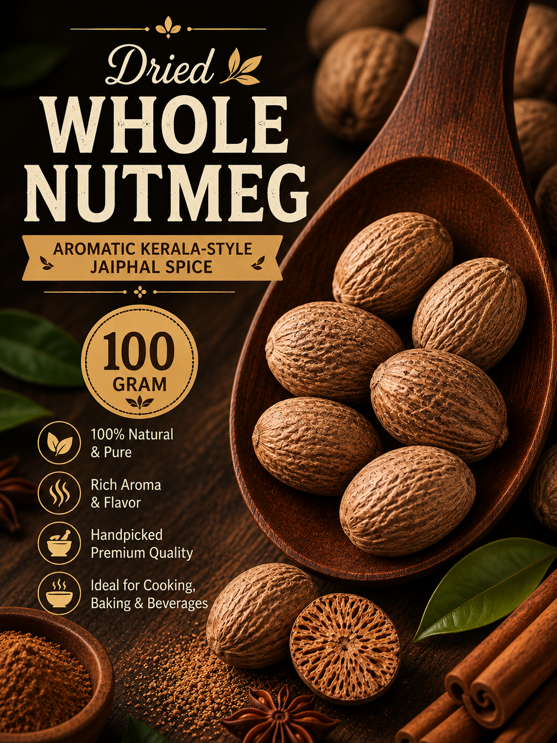 Whole Nutmeg | Aromatic Kerala-Style Jaiphal Spice |